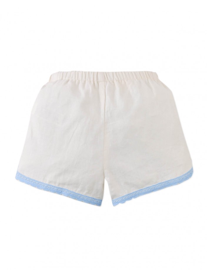 Nelly Cross- Stitch Shorts with Lace Trims