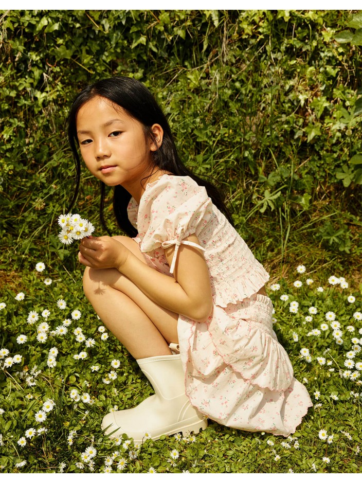 Bea Skort with Smocked Bodice & Embroidered Scallop