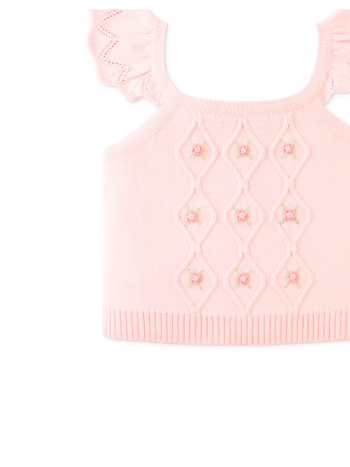 Baby Georgina Knitted Blouse with Bullion Flower Embroidery