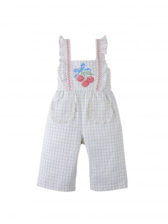 Baby Phoebe Striped Jumpsuit with Ruffles & Embroidered Details