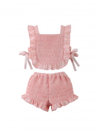 Baby Alexa Textured Blouse & Shorts Set with Bows