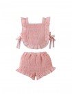 Baby Alexa Textured Blouse & Shorts Set with Bows