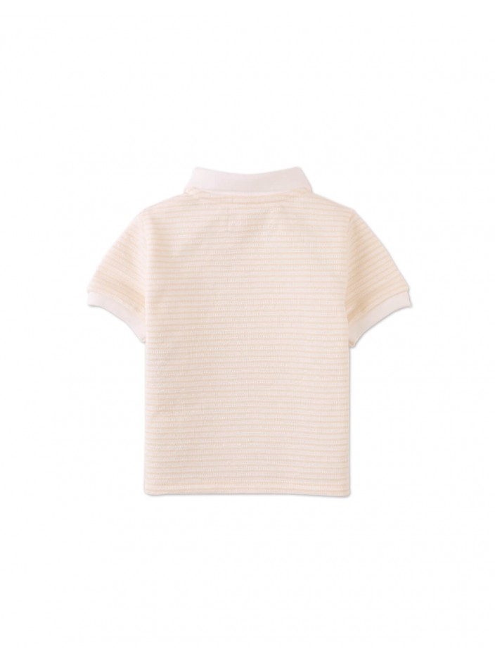 Baby Eren Textured Striped Polo Shirt with Pocket