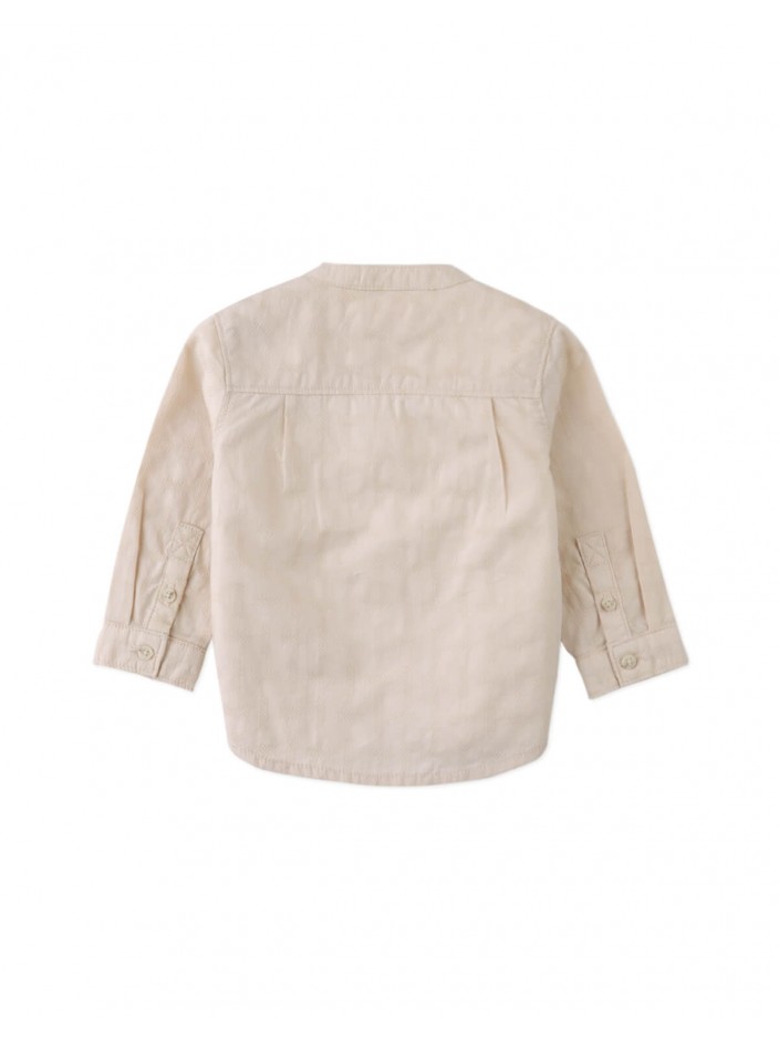 Baby Dot Textured Pattern Extended Collar Band Shirt