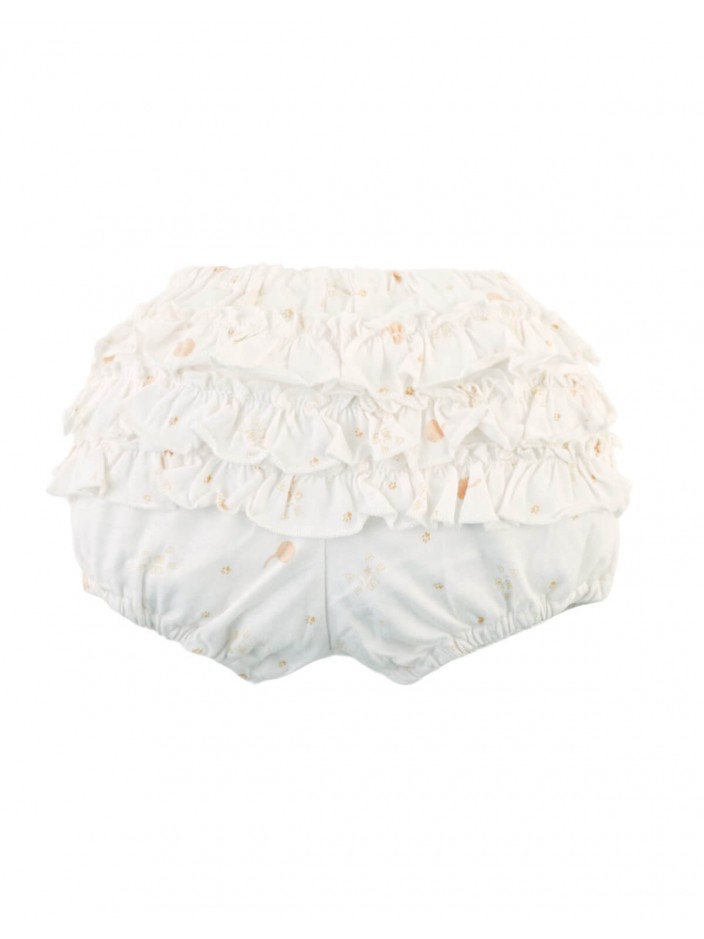 Baby Cecile Tiered Ruffle Bloomers with All-Over Cat Print
