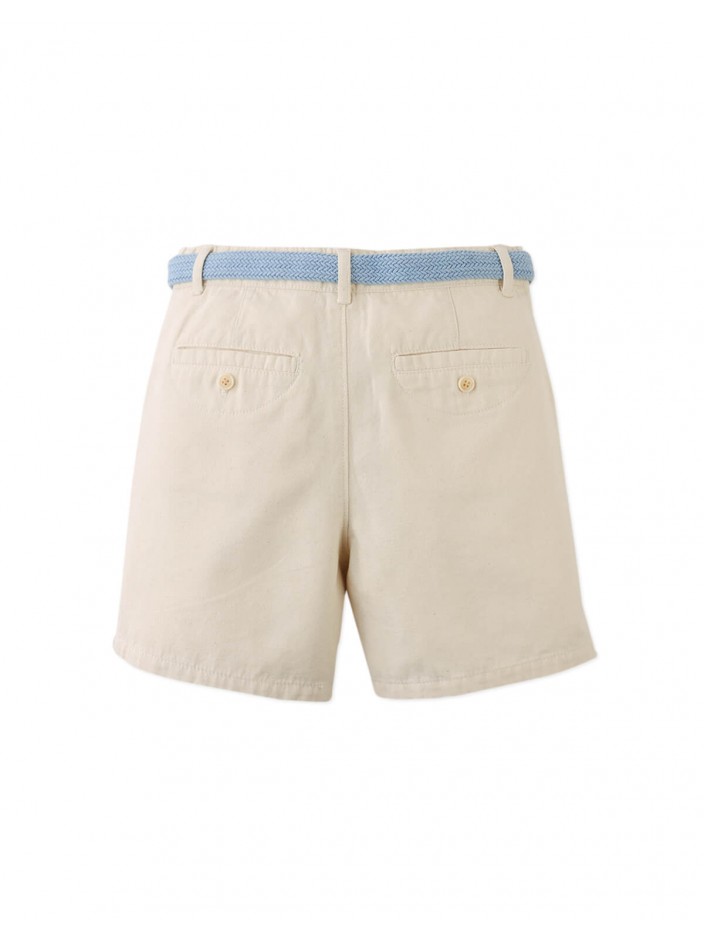 Blaine Regular Fit Canvas Shorts with Braided Cotton Belt