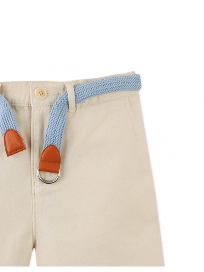Blaine Regular Fit Canvas Shorts with Braided Cotton Belt