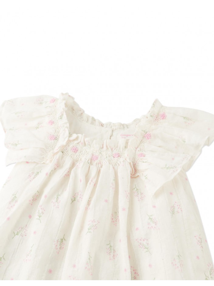 Baby Maia Embroidered Motif Dress with Smocking
