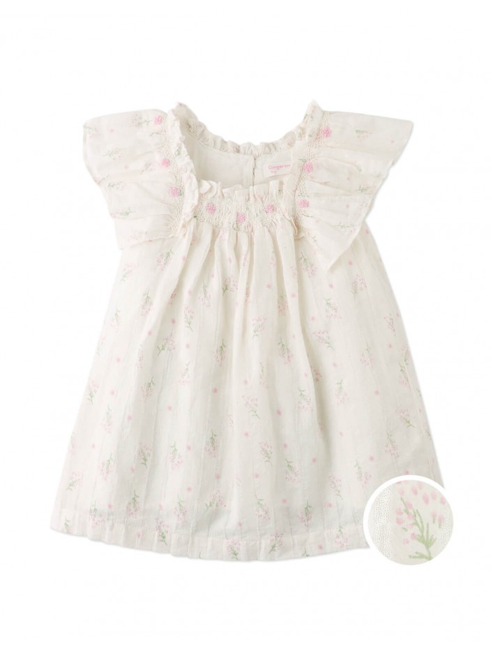 Baby Maia Embroidered Motif Dress with Smocking