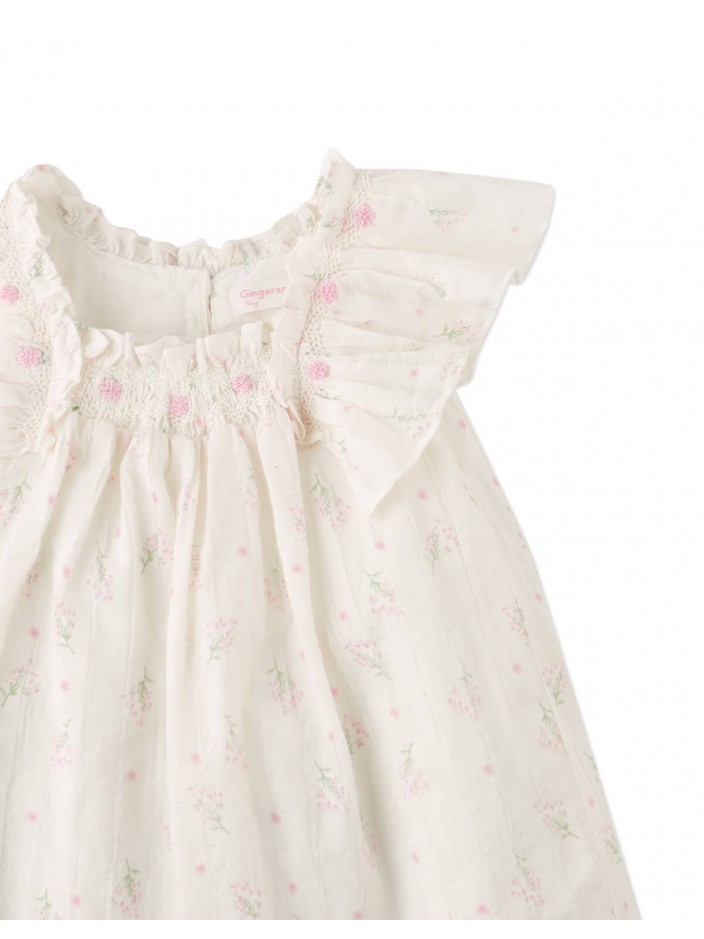Baby Maia Embroidered Motif Dress with Smocking