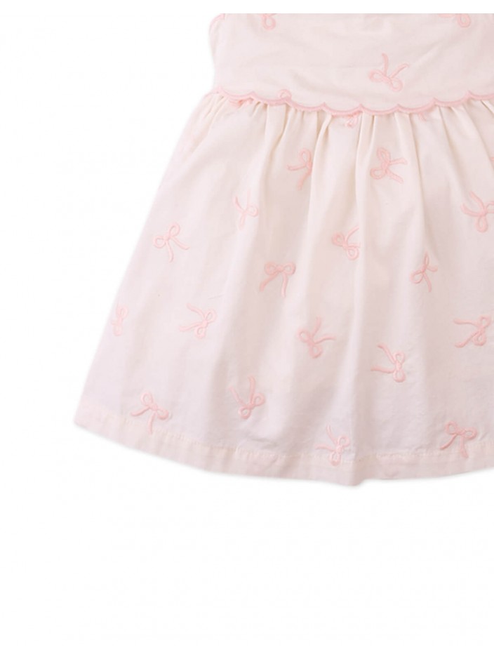 Baby Kara Poplin Dress with a Scalloped Top & Tie Straps
