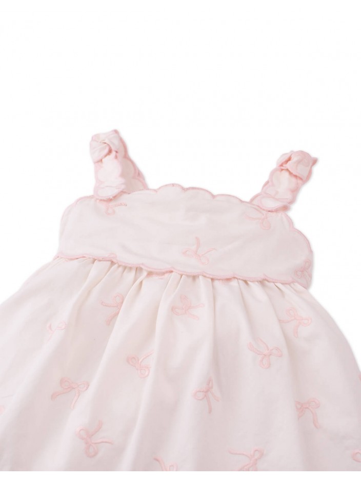 Baby Kara Poplin Dress with a Scalloped Top & Tie Straps