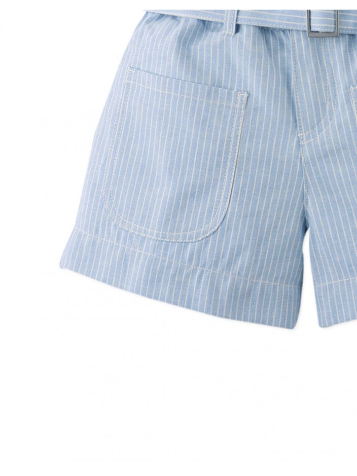Amara Linen-like Cotton Shorts with Big Pockets & Belt