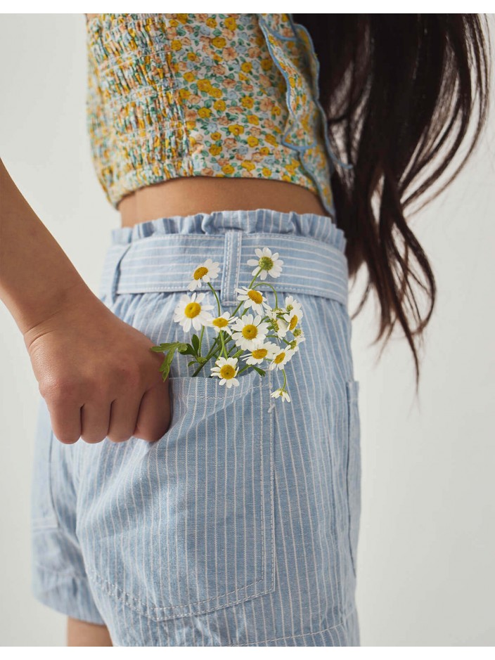 Amara Linen-like Cotton Shorts with Big Pockets & Belt