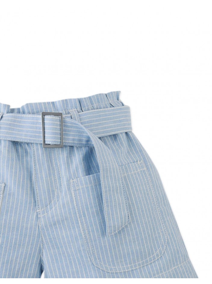 Amara Linen-like Cotton Shorts with Big Pockets & Belt