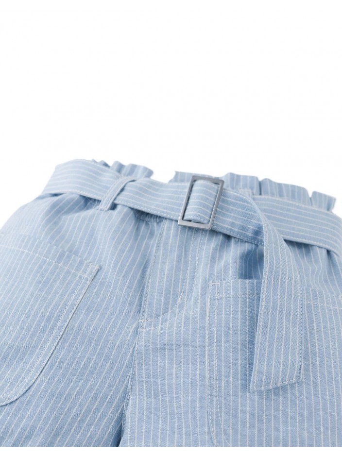 Amara Linen-like Cotton Shorts with Big Pockets & Belt