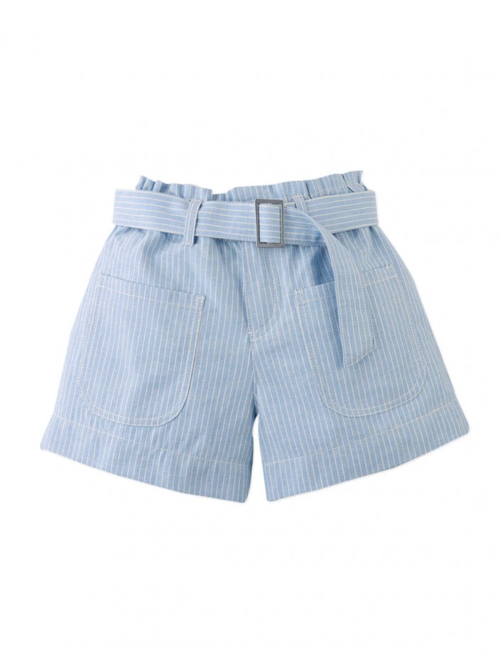 Amara Linen-like Cotton Shorts with Big Pockets & Belt