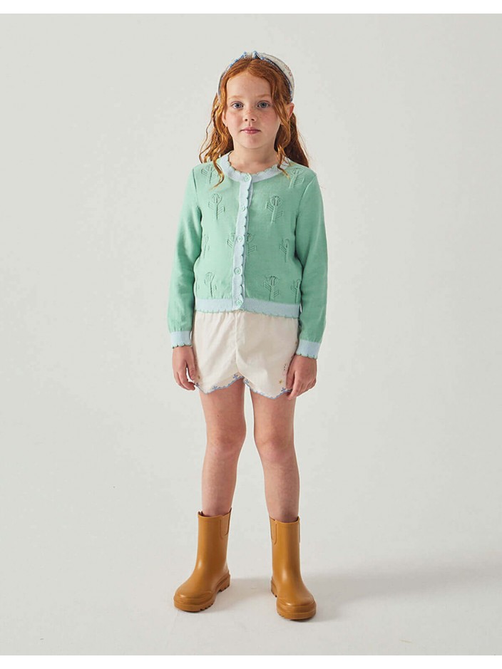 Natalie Cardigan with Scalloped Ribbed Edges