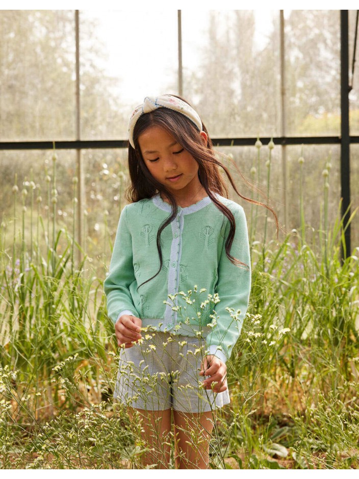 Natalie Cardigan with Scalloped Ribbed Edges