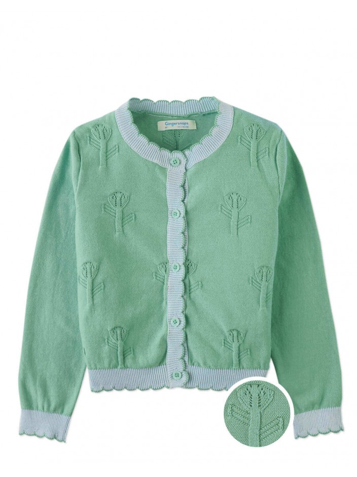 Natalie Cardigan with Scalloped Ribbed Edges