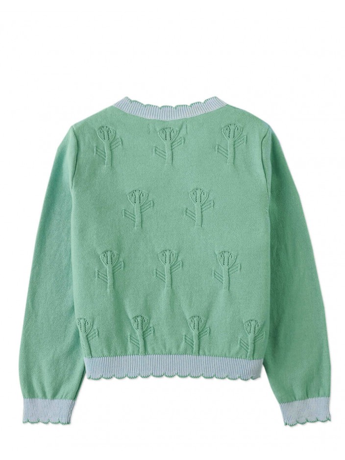 Natalie Cardigan with Scalloped Ribbed Edges