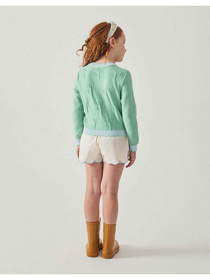Natalie Cardigan with Scalloped Ribbed Edges
