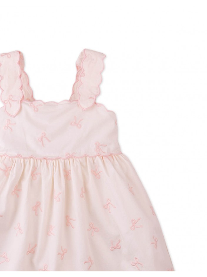 Kara Poplin Dress with a Scalloped Top & Tie Straps