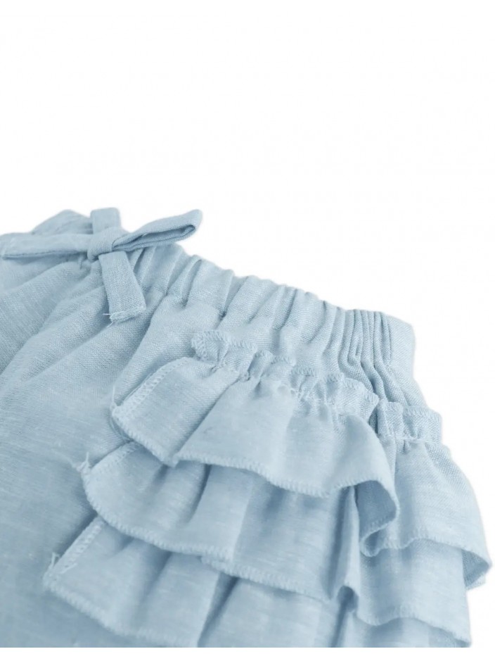 Baby Livia Chambray Bloomers with Tiered Ruffles