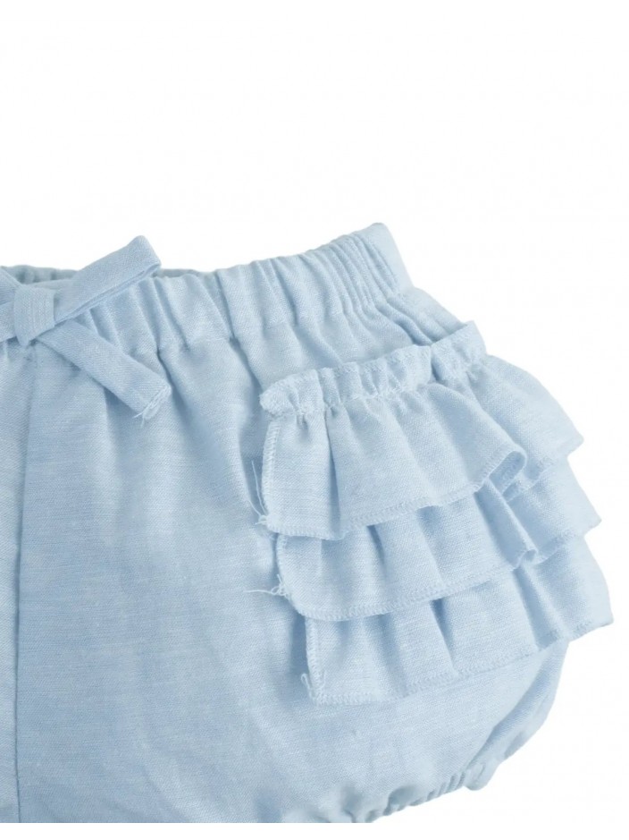 Baby Livia Chambray Bloomers with Tiered Ruffles