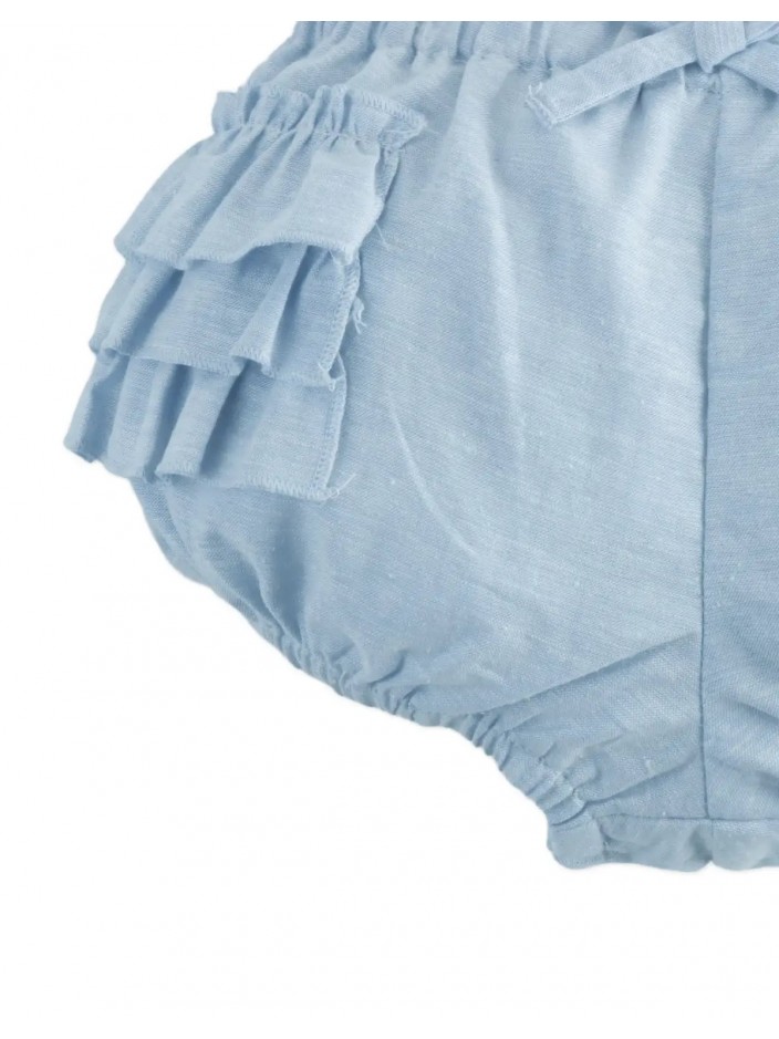 Baby Livia Chambray Bloomers with Tiered Ruffles