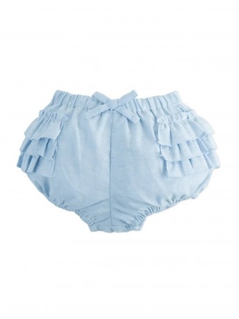 Baby Livia Chambray Bloomers with Tiered Ruffles