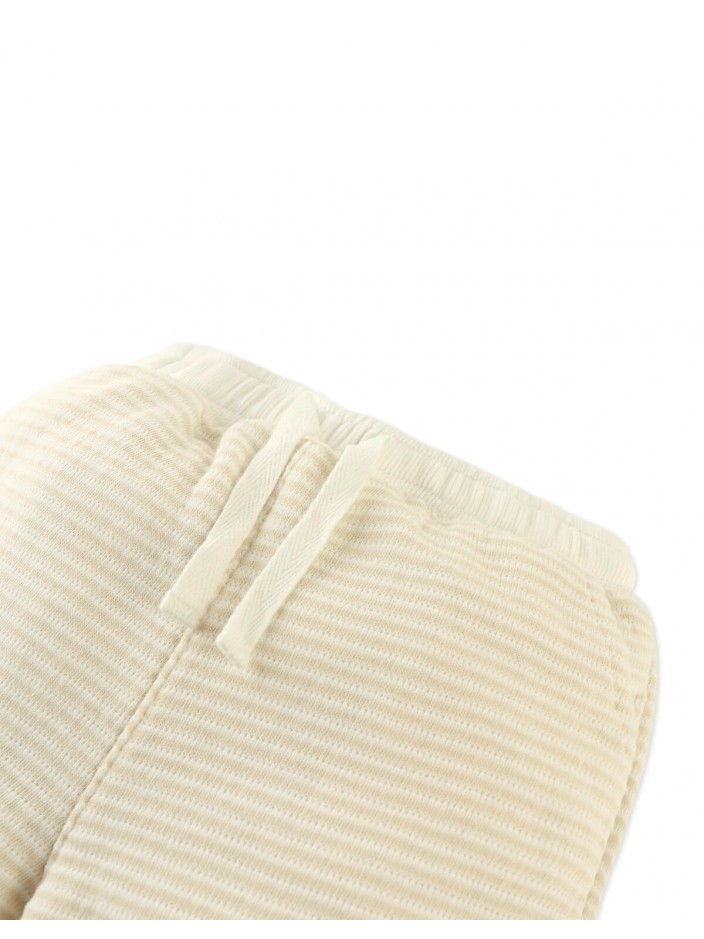Textured Stripe Knit Drawstring Pull‑On Shorts