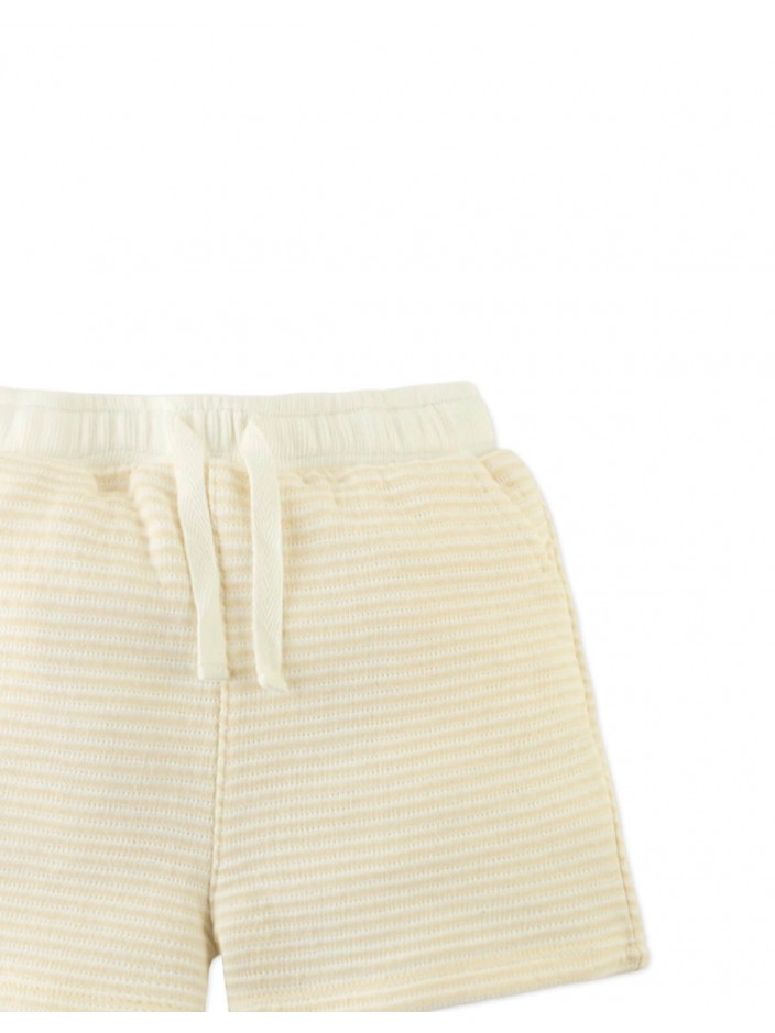 Textured Stripe Knit Drawstring Pull‑On Shorts