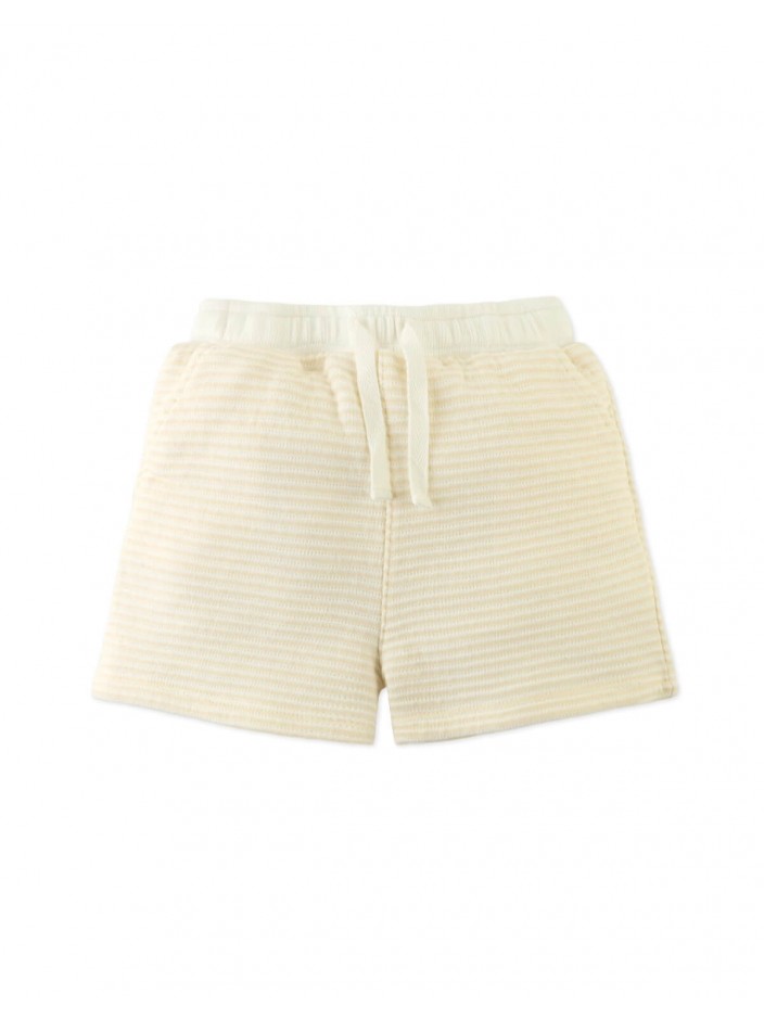 Textured Stripe Knit Drawstring Pull‑On Shorts