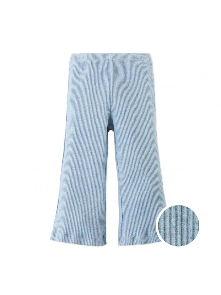 Ribbed Flare Leggings in Blue Melange
