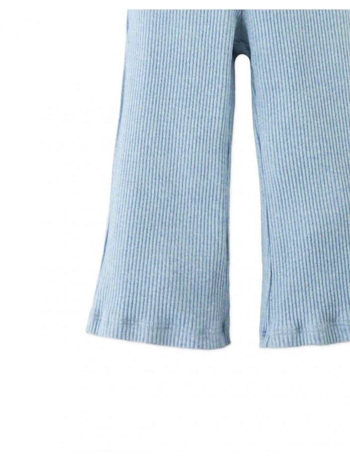Ribbed Flare Leggings in Blue Melange