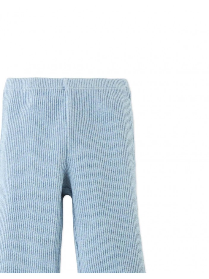 Ribbed Flare Leggings in Blue Melange