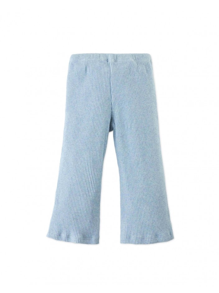 Ribbed Flare Leggings in Blue Melange