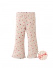 Ribbed Flare Leggings with All-Over Apple Print