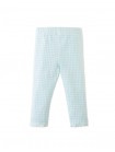 Fitted Leggings with All-Over Blue Gingham Print and Lettuce-Edge Hem