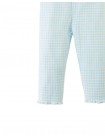 Fitted Leggings with All-Over Blue Gingham Print and Lettuce-Edge Hem