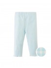 Fitted Leggings with All-Over Blue Gingham Print and Lettuce-Edge Hem