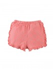 Jersey Shorts with Ruffles and All-Over Gingham Print