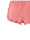 Jersey Shorts with Ruffles and All-Over Gingham Print