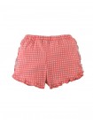 Jersey Shorts with Ruffles and All-Over Gingham Print