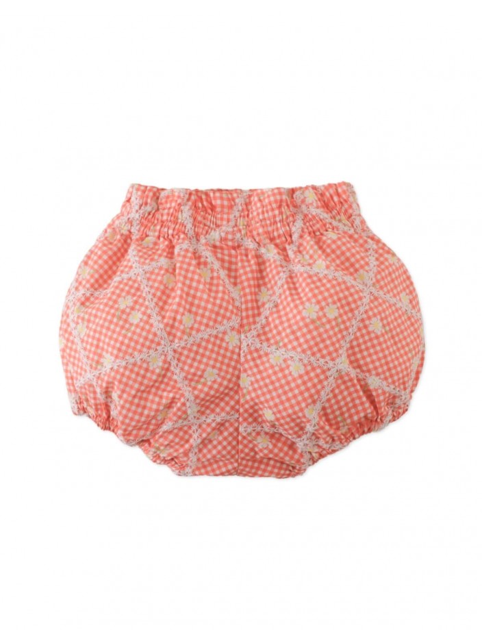 Garterized Waist & Hem Bloomer Shorts with Button Closure