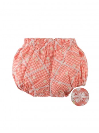 Garterized Waist & Hem Bloomer Shorts with Button Closure