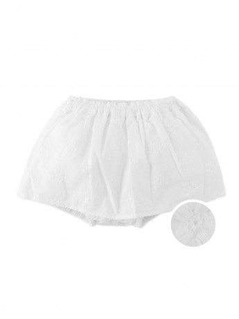 Cotton Eyelet Skort with Paperbag Waist