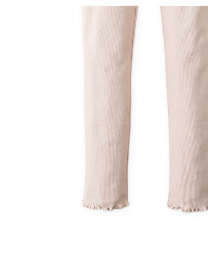 Plain Fitted Leggings with Lettuce-Edge Hem
