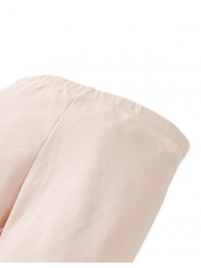 Plain Fitted Leggings with Lettuce-Edge Hem